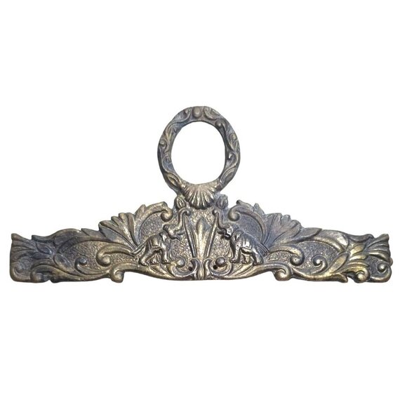 Vintage Solid Brass Bellpull Tapestry Hanger Ornate Elephants Embroidery Hanger - Picture 3 of 16